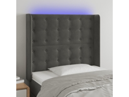 Vidaxl Cabeceira Cama C/ Luzes Led Veludo 83x16x118/128cm Cinza-escuro
