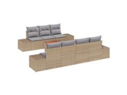 Conjunto 8 Sofá De Jardim Vidaxl Bege Vime Pe (55 X 55 X 37 Cm)