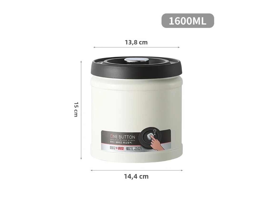 Caixa Térmica para Armazenamento de Café a Vácuo, Tipo Filtro de Pressão, Feita de Aço Inoxidável 304. MDUG (branca, 1600ml)