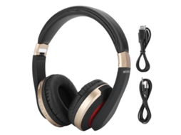 Fone de Ouvido Mali Bluetooth Plegável over ear, microfone, para jogos, dourado