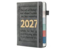 Agenda 2027, Caderno A5, Livro De Planificação Diária E Semanal Cinza Panoona