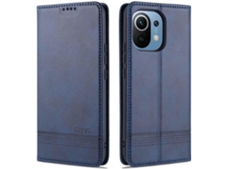 Capa Protetora Kickstand Fechamento para Xiaomi 11 HONGWE. Magnética com Porta-Cartões Azul