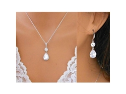 2026 Conjunto de Colar e Pingentes de Prata 925 com Cristal Blanco para Noiva Casamento Festa Presente Moda Luxo