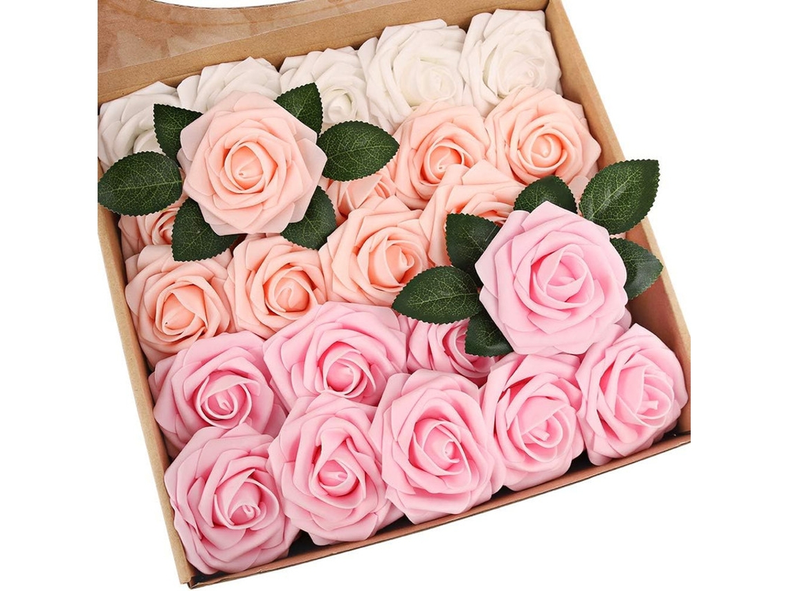 Rosas Artificiais, 25 Peças de Flores Decorativas AQUAFORGE