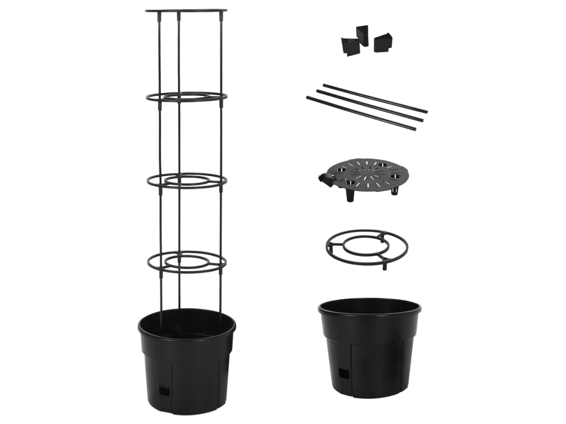 Vidaxl Vaso P/ Cultivo De Tomate Ø29,5x115 Cm Polipropileno Antracite