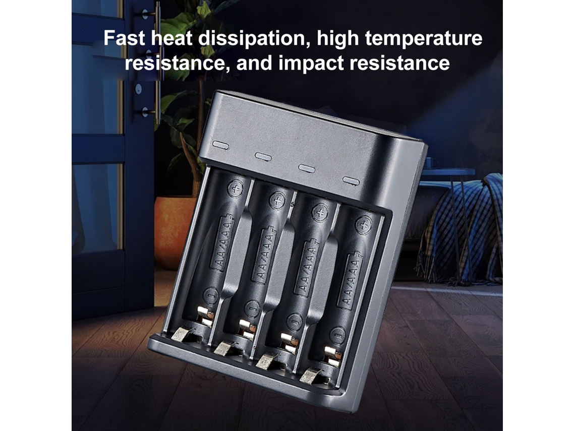Carregador Inteligente De Baterias 4 Slots Para Aa/aaa Ni-mh Com Carregamento Rápido Usb Plug And Play