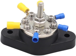 Bloco De Distribuição De Energia Preto De 1/4" M6 Com 8 Vias, 16 Terminais E 2 Parafusos M5x20.