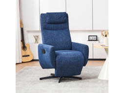 Poltrona Reclinável Azul 022, Chenille, Tv, Apoio Pés.-md