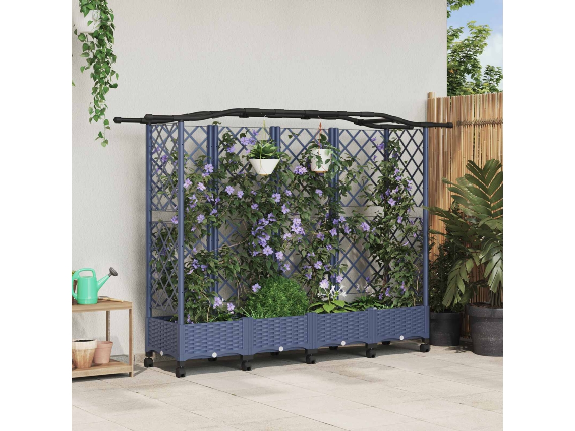 Vidaxl Cama Elevada Com Treliça E Telhado Cinzento 203,5 X 40 X 129 Cm