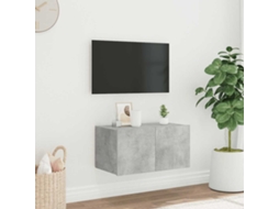 Vidaxl Móvel De Parede P/ Tv C/ Luzes Led 60x35x31 Cm Cinza Cimento
