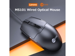 Lenovo Lecoo Ms101 Mouse Óptico Ergonômico Para Escritório Com Fio Plug And Play E Ampla Compatibilidade