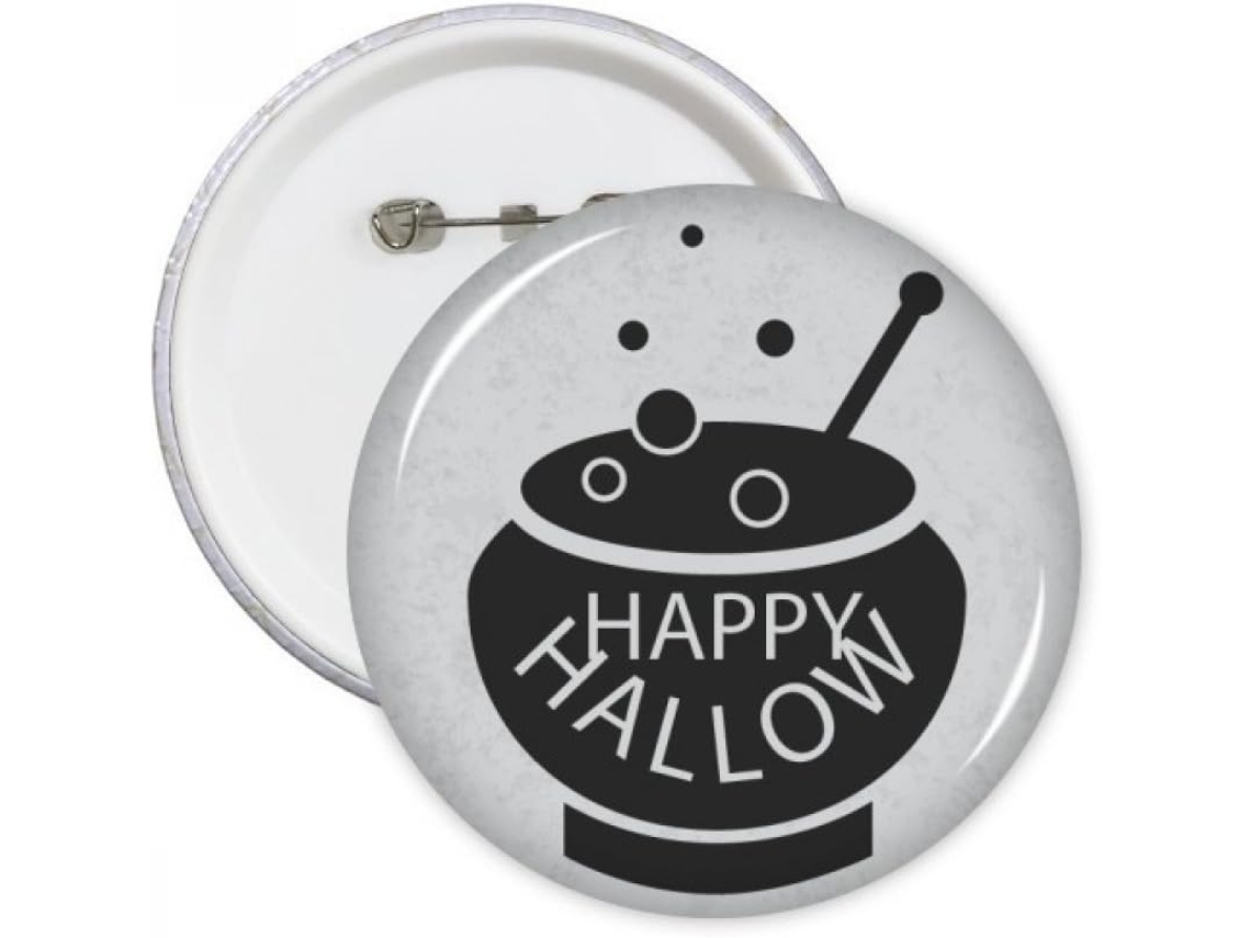 Diythinker um Pote com 5 Peças Redondas Pretas de Enfeites Halloween, Incluindo Pins, Broches, Botões, Decoraç