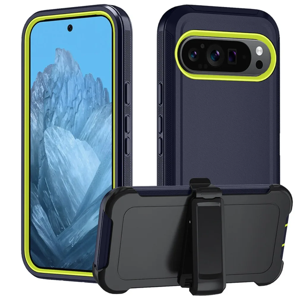 (verde-azulado, Google Pixel 9a) Capa Resistente A Impactos, Material Híbrido De Três Camadas (tpupc), Com Clipe De Cinto