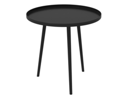 Mesa Lateral Para Exterior, Mesa De Jardim, Mesa Redonda Para Pátio, Aço, Ф40 X 50hcm, Preta.