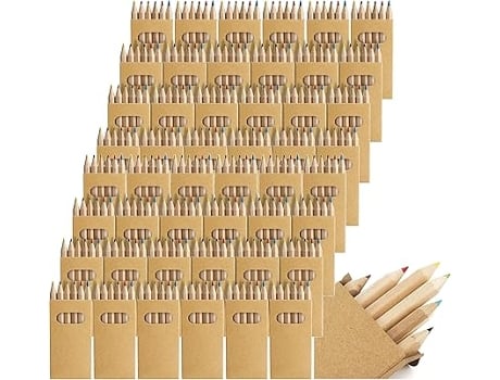50 Caixas com 6 Mini Lápis de Cor