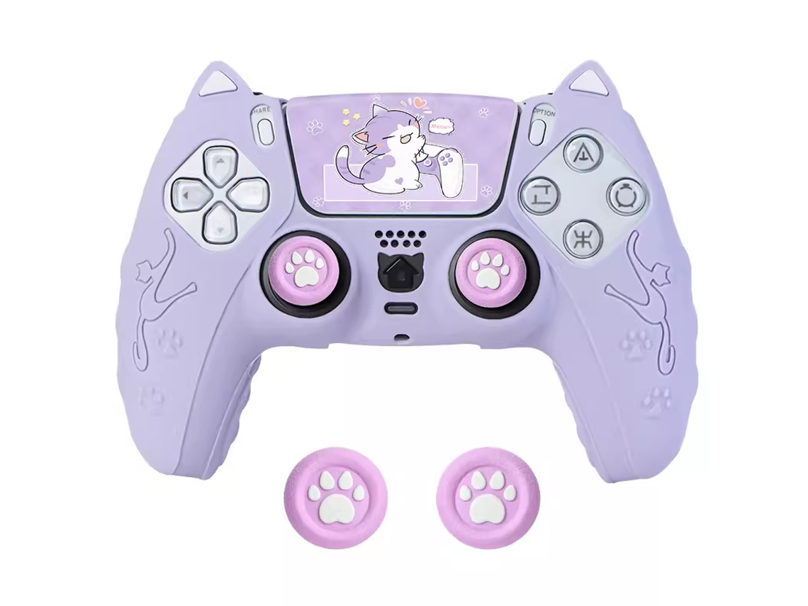 Capa Comando Para Ps5, Capa Protetora De Silicone Com Desenho Animado E Capa Para Joystick E Adesivo (roxa) Cuich