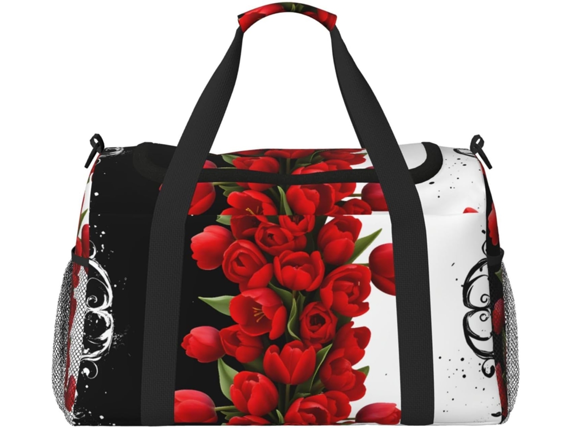 Mala de viagem impermeável com rosas vermelhas para homens e zíper