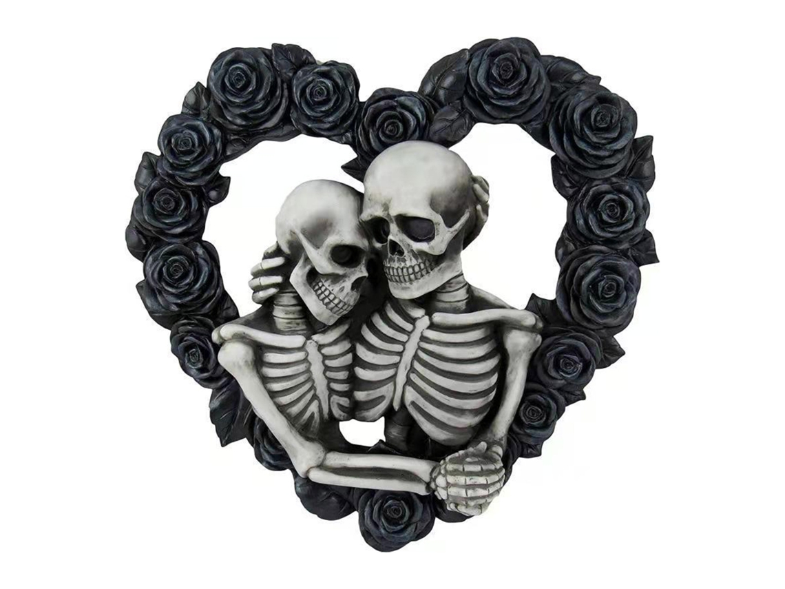 Laxiscreed Guirlanda De Porta Halloween Com Rosa, Coração E Caveira Para Natal E Dia Dos Namorados