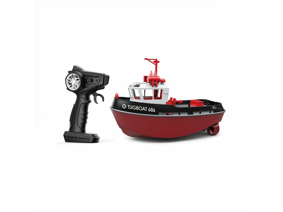 Barco Rc Ty Xin 686 2.4g 1/72 Preto com Motor Duplo Potente, Comando Elétrico Sem Fios, Modelo de Rebocador, Brinquedo para Meninos, Presente MDUG