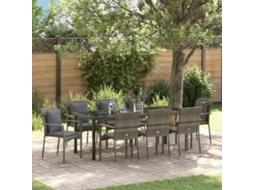 Vidaxl Conjunto De Jantar Para Jardim 9 Unid. Cinzeto Vime Pe