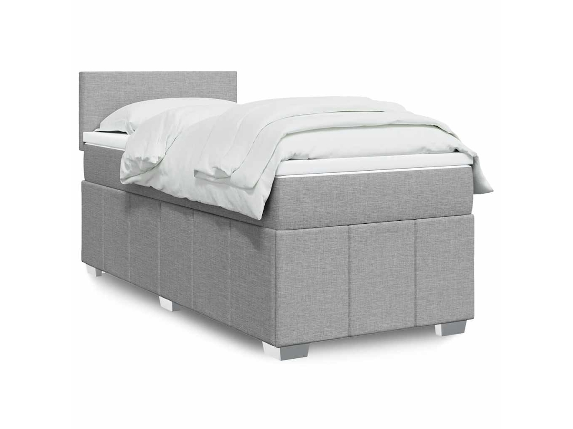 Vidaxl Cama Com Molas/colchão 80x200 Cm Tecido Cinza-claro