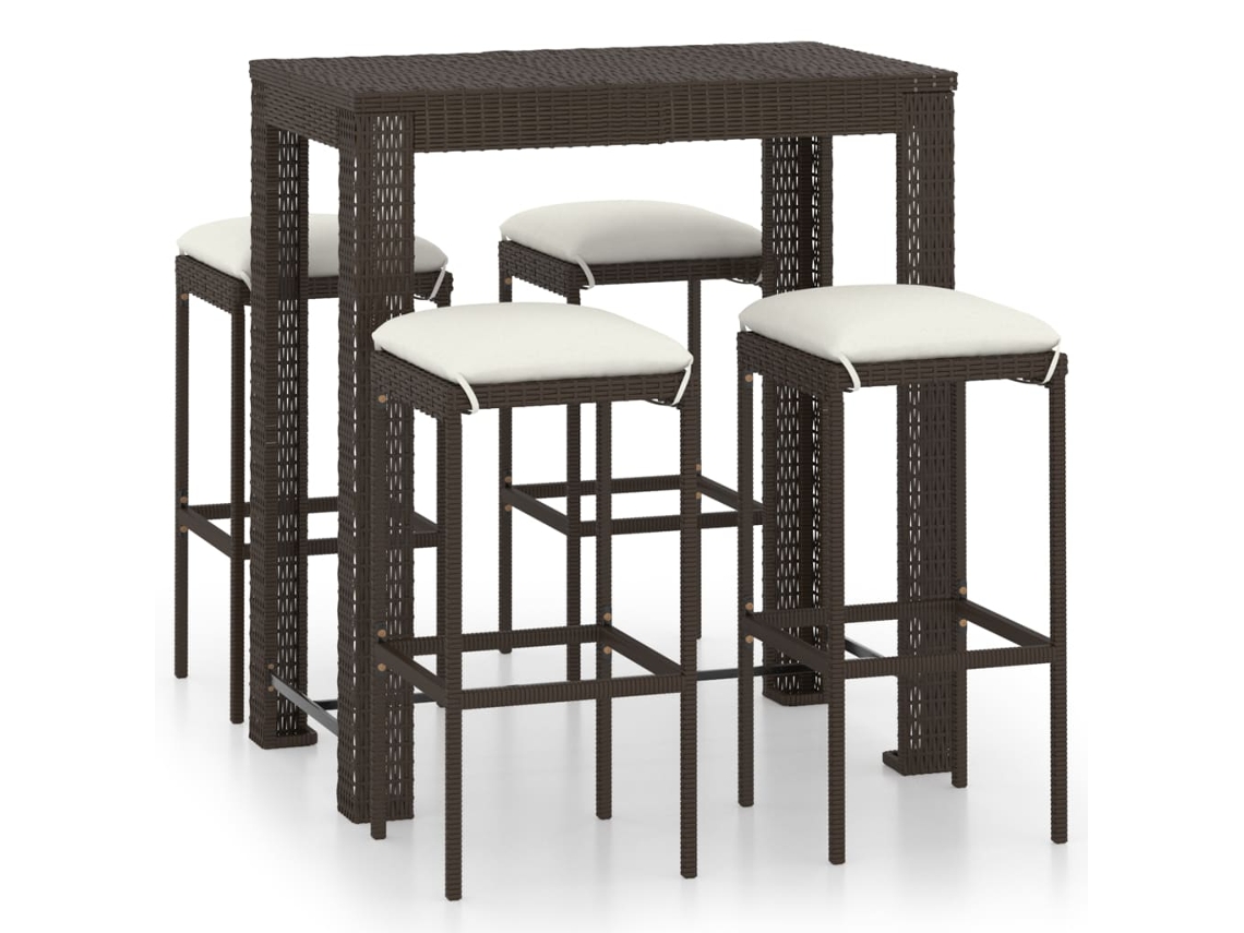 Garden Bar Set, Garden Bar Sets Vidaxl Marrom Rattan / Vime (100 Cm Table Length)