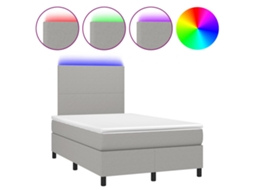 Cama Box Spring com Colchão e Led 120x190 cm Tecido Cinza Claro MAISON EXCLUSIVE