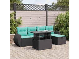 Vidaxl 6 Pcs Conjunto Sofás Jardim Com Almofadões Pe/acácia Cinzento