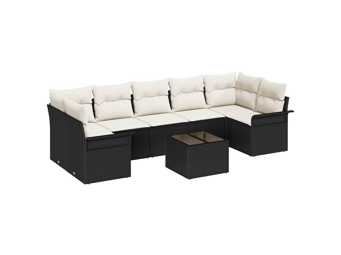 Maison Exclusive - Conjunto De Sofá De Jardim 8 Pcs Preto E Creme Vime Pe