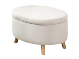Otomano puff em veludo, com tampa removível, 71x51,5x42cm, bege, ORBITRA COMMERCE