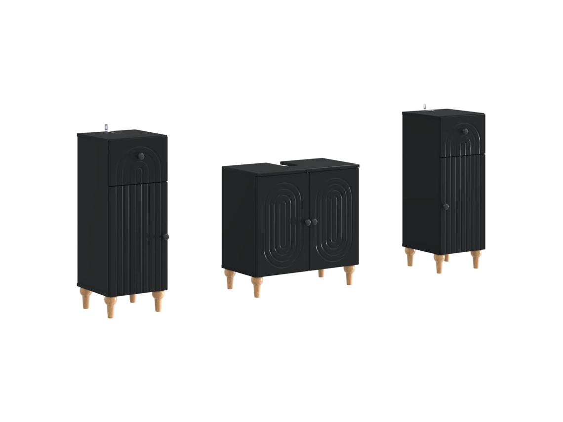 Vidaxl Conjunto De Armário De Banheiro Com 2 Peças Alkmaar Preto