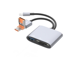 Usb c / tipo c 8 pinos usb para usb c / tipo c, usb, tf e leitor de cartão sd branco XIAOMOYU