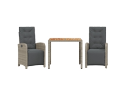 Maison Exclusive - 3 Pcs Conjunto Bistrô Com Almofadões Vime Pe Cinza