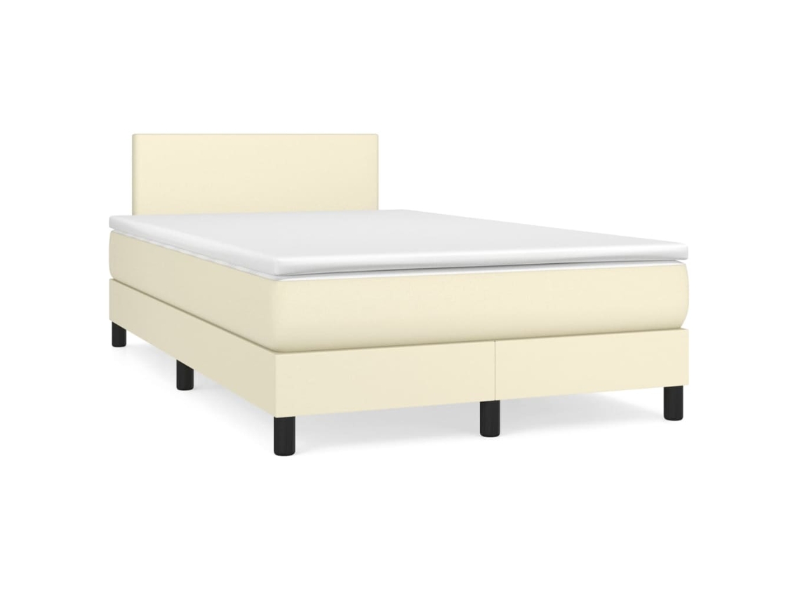 Cama Box Spring MAISON EXCLUSIVE com Colchão/led 100x200cm em Couro Artificial Creme