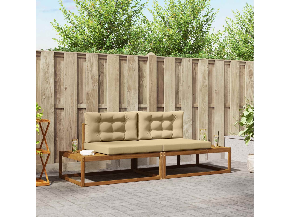 Vidaxl Conjunto De Sofás Para Exterior Com Almofada Natural E Bege