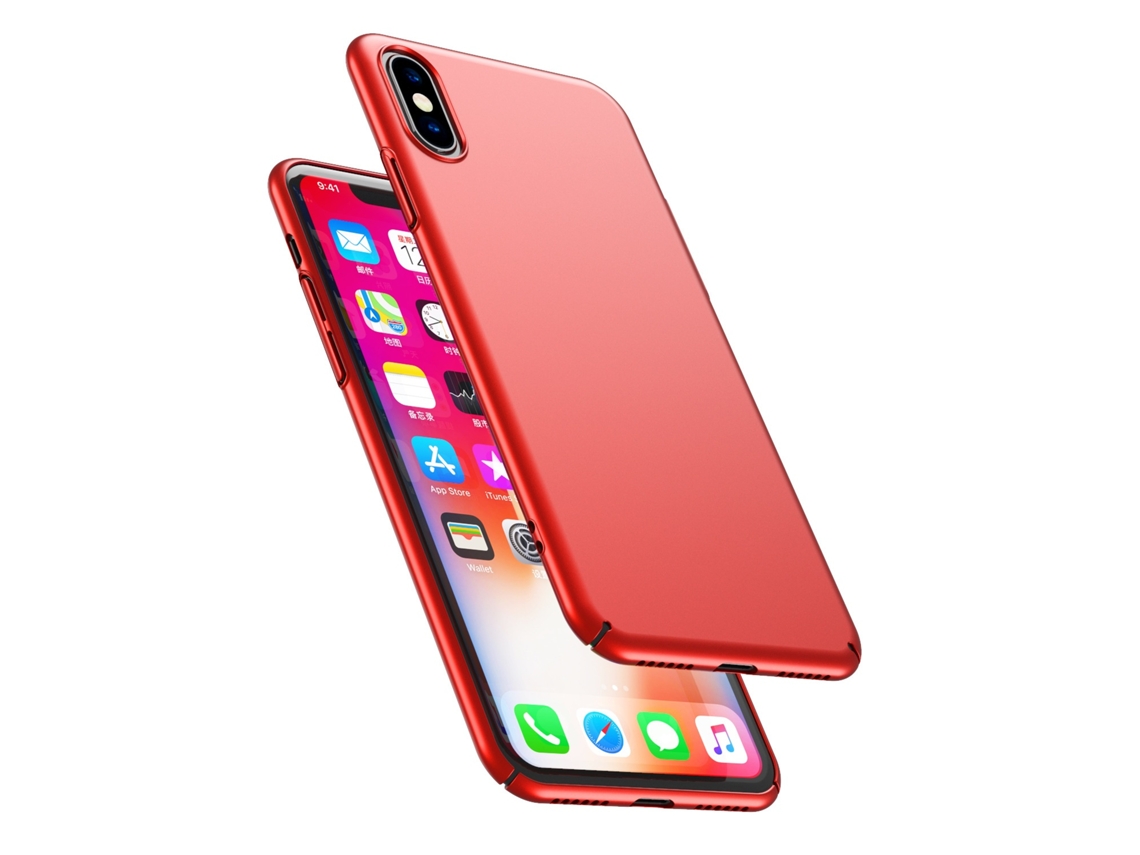 Capa Rígida Fosca Para Iphone 17 Pro Com Furo Grande, Vermelha, Proteção Total.