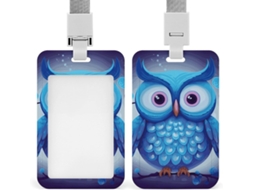 Porta Crachá Azul Com Estampa Coruja, Porta Crachá Plástico Resistente Cartões de Proximidade, Cartões de