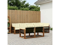 Vidaxl Conjunto De Sofás Para Exterior 7 Unid. Natural E Creme