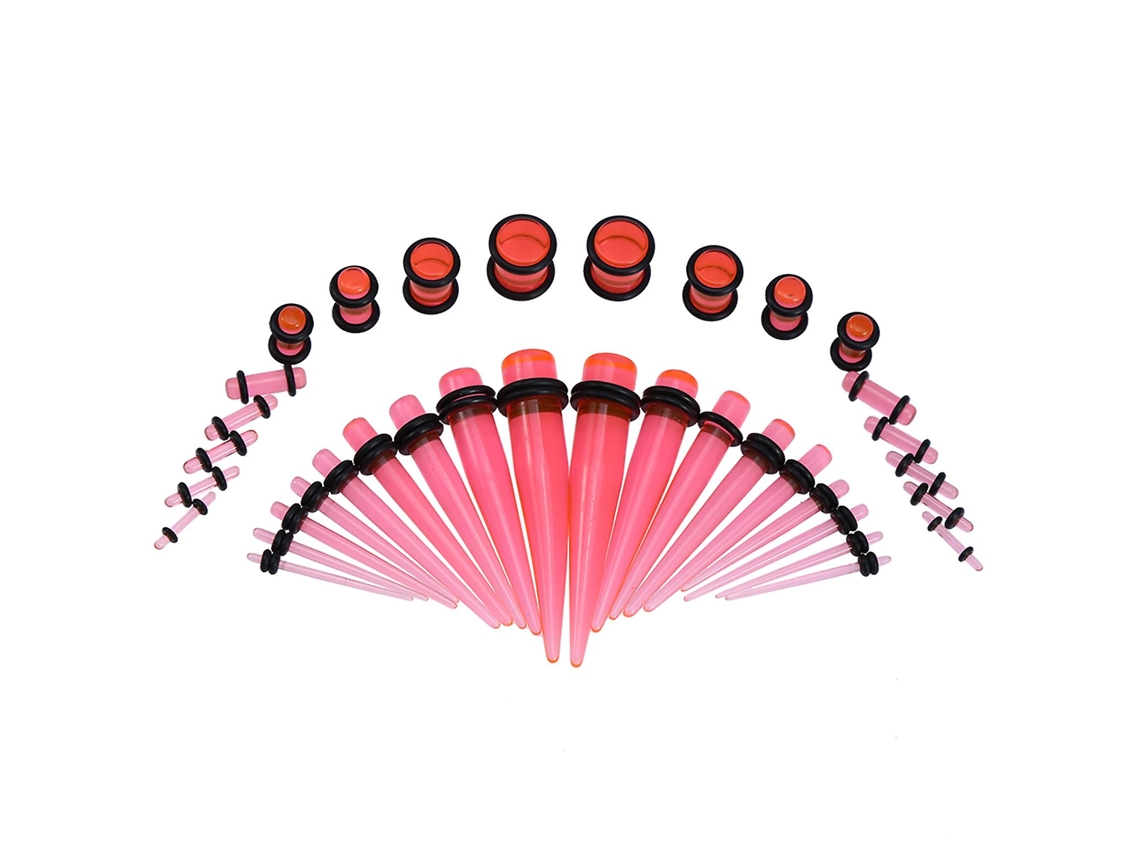 Kit Com 36 Peças De Alargadores De Orelha Em Acrílico Transparente E Rosa, Para Maior Conforto E Estilo. Nostalgia88