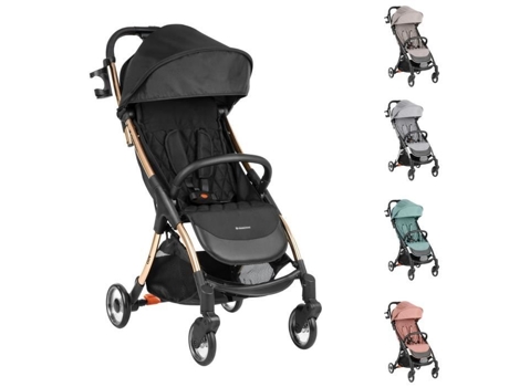 Carrinho Kikkaboo Cloe com estrutura de alumínio dobrável porta-bebidas até 22 kg ouro preto