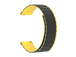 Pulseira magnética de silicone bicolor para Apple Watch e Huawei Watch Série 4 Dynamic, Preta e Amarela, 38 40 41mm