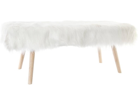 Banqueta ITEM Madeira Poliester Pelo Branco — Branco - Madeira/Poliester