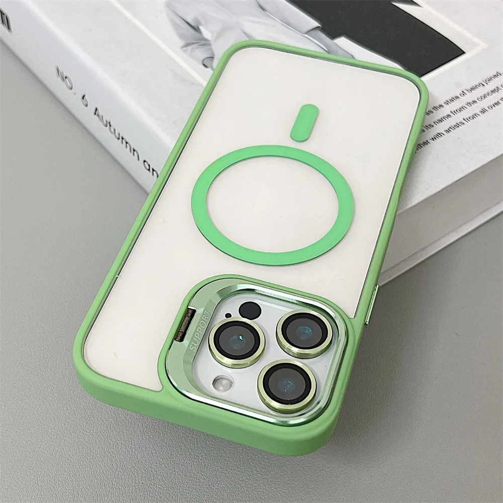 (iphone 11 Pro Max, Verde Claro) Capa Magnética À Prova De Choque, Compatível Com Magsafe, Com Proteção De Lente De Vidro.