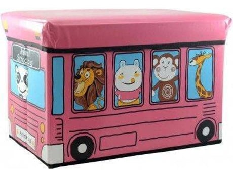Puff HOGAR Y MÁS Baú De Criança Dobrável Animais Rosa
