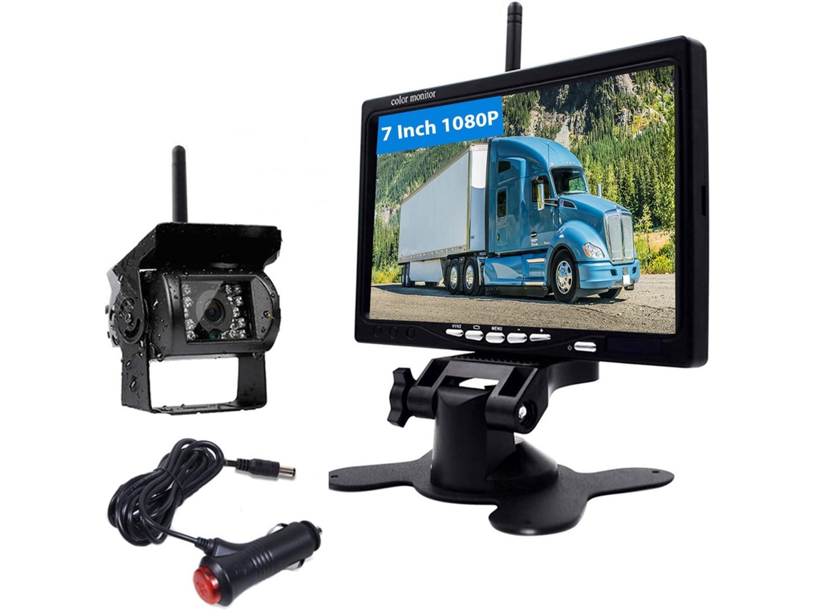 Kit de câmera de ré sem fio com tela LCD de 7" para carro, câmera de ré com visão noturna à prova d'água e estabilidade de sinal da Ehstmind