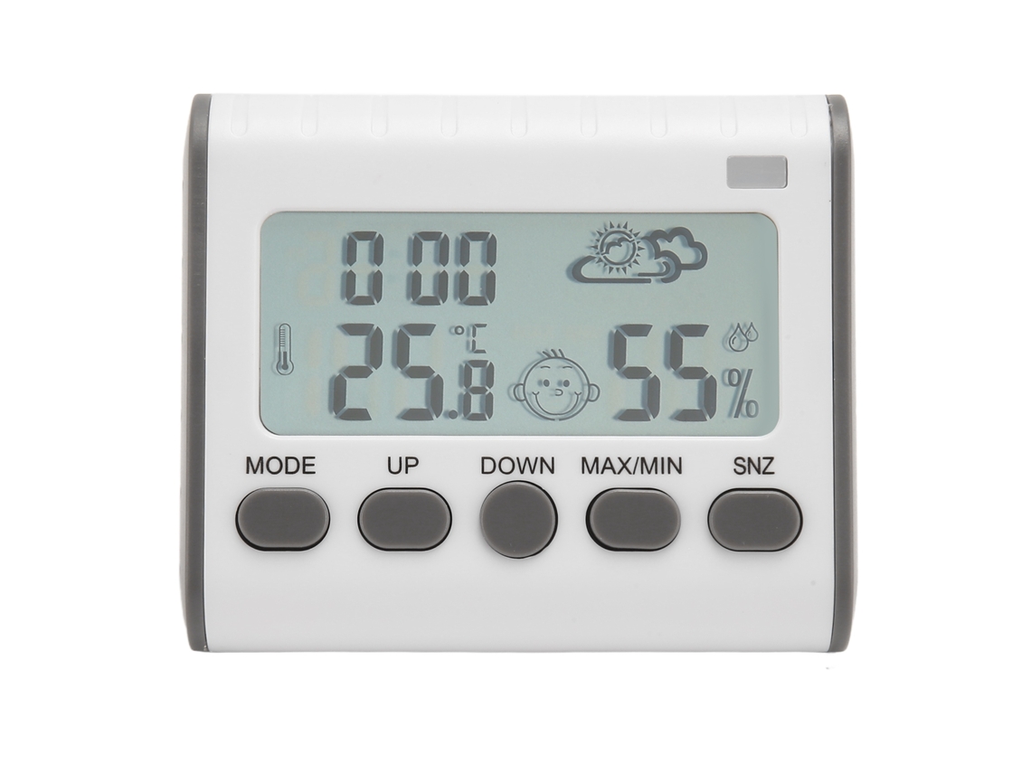 Reloj Termómetro Higrómetro Digital para Dormitorio, Residencia Y Oficina Con Tiempo, Temperatura Y Humedad