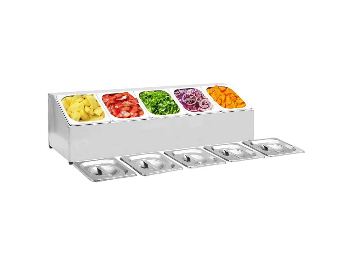 Suporte Gastronorm C/ 5 Recipientes Gn 1/6 Aã§o Inoxidãvel DKD HOME DECOR