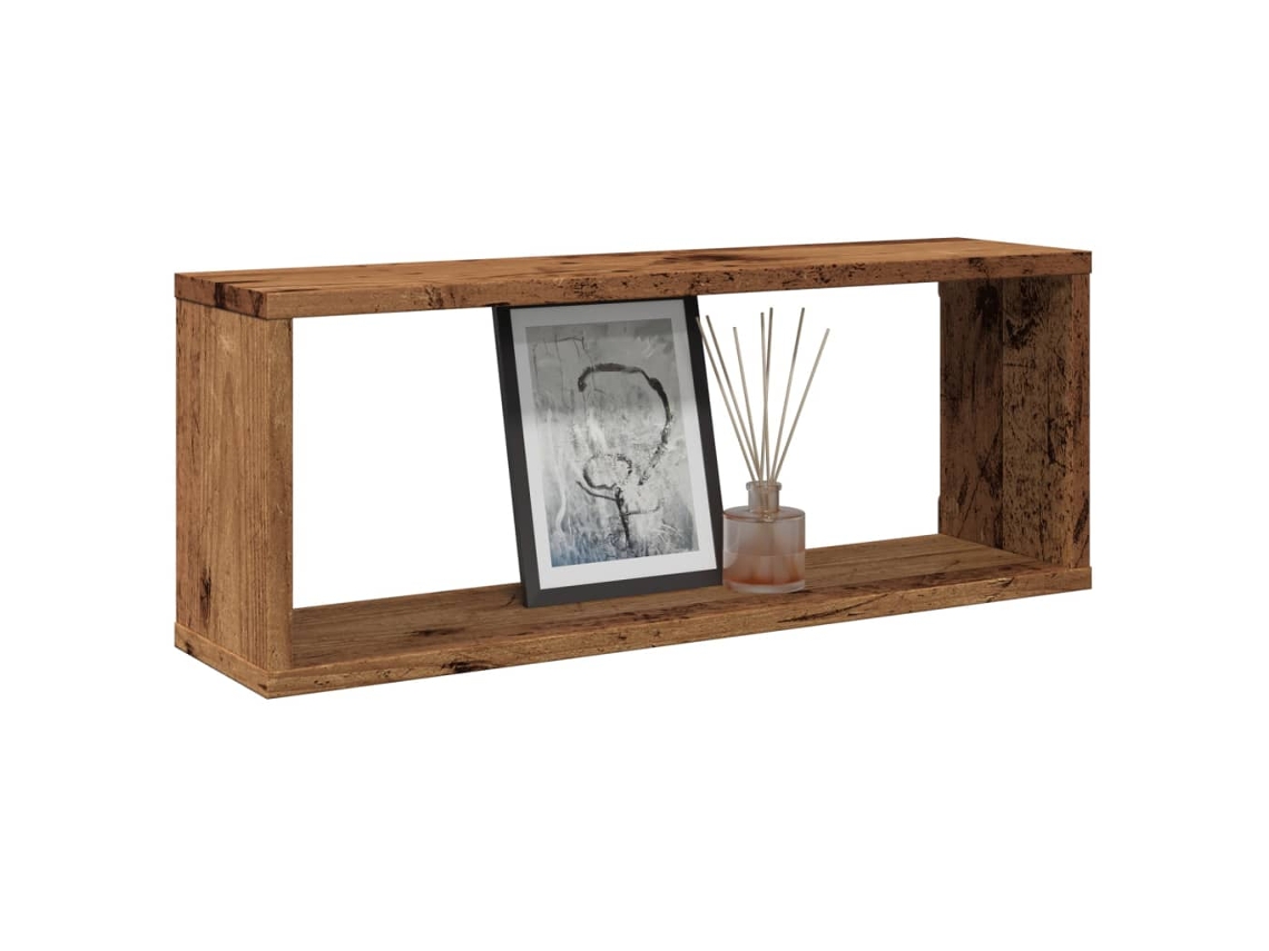 Vidaxl Prateleiras Parede Em Cubo 2pcs Deriv. De Madeira Madeira Velha