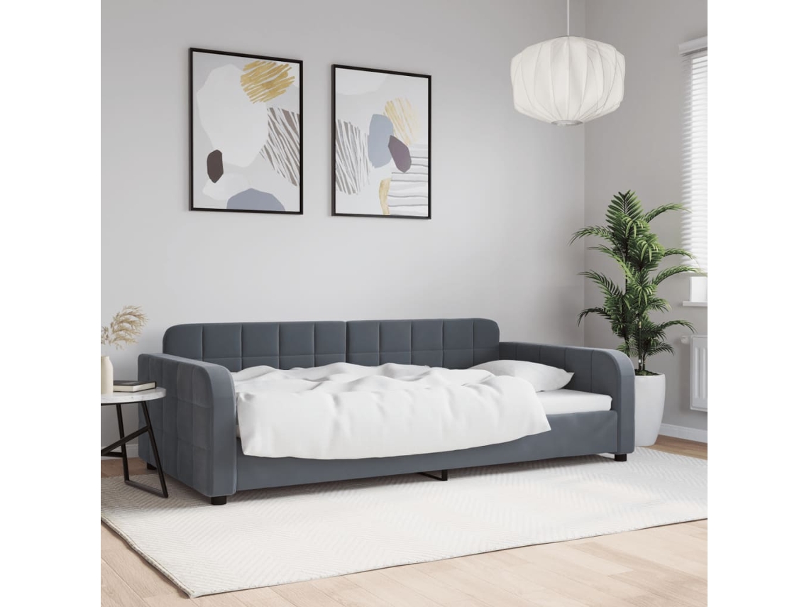 Vidaxl Sofá-cama 100x200 Cm Veludo Cinzento-escuro