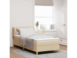 Vidaxl Cama Box Com Colchão Com Cabeceira Creme 80 X 200 Cm Tecido